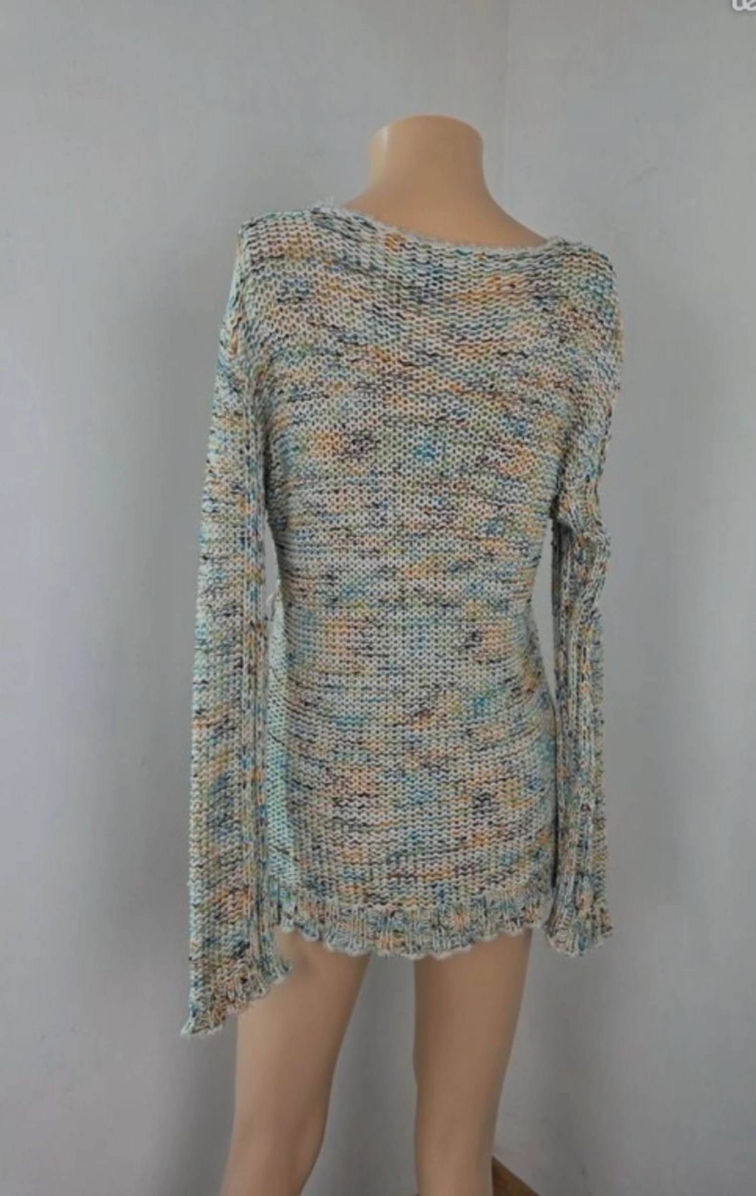 cardigan de malha multicolor assimétrica hippie cottagecore tamanho 38 – photo 6